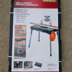 HUSKY 35 in. W x 22 in. D PORTABLE JOBSITE WORKBENCH with HEAVY DUTY METAL LEGS