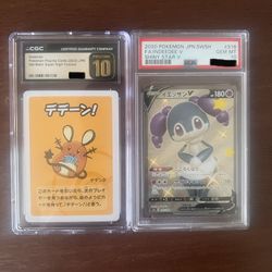 Indeedee V and Dedenne playing card