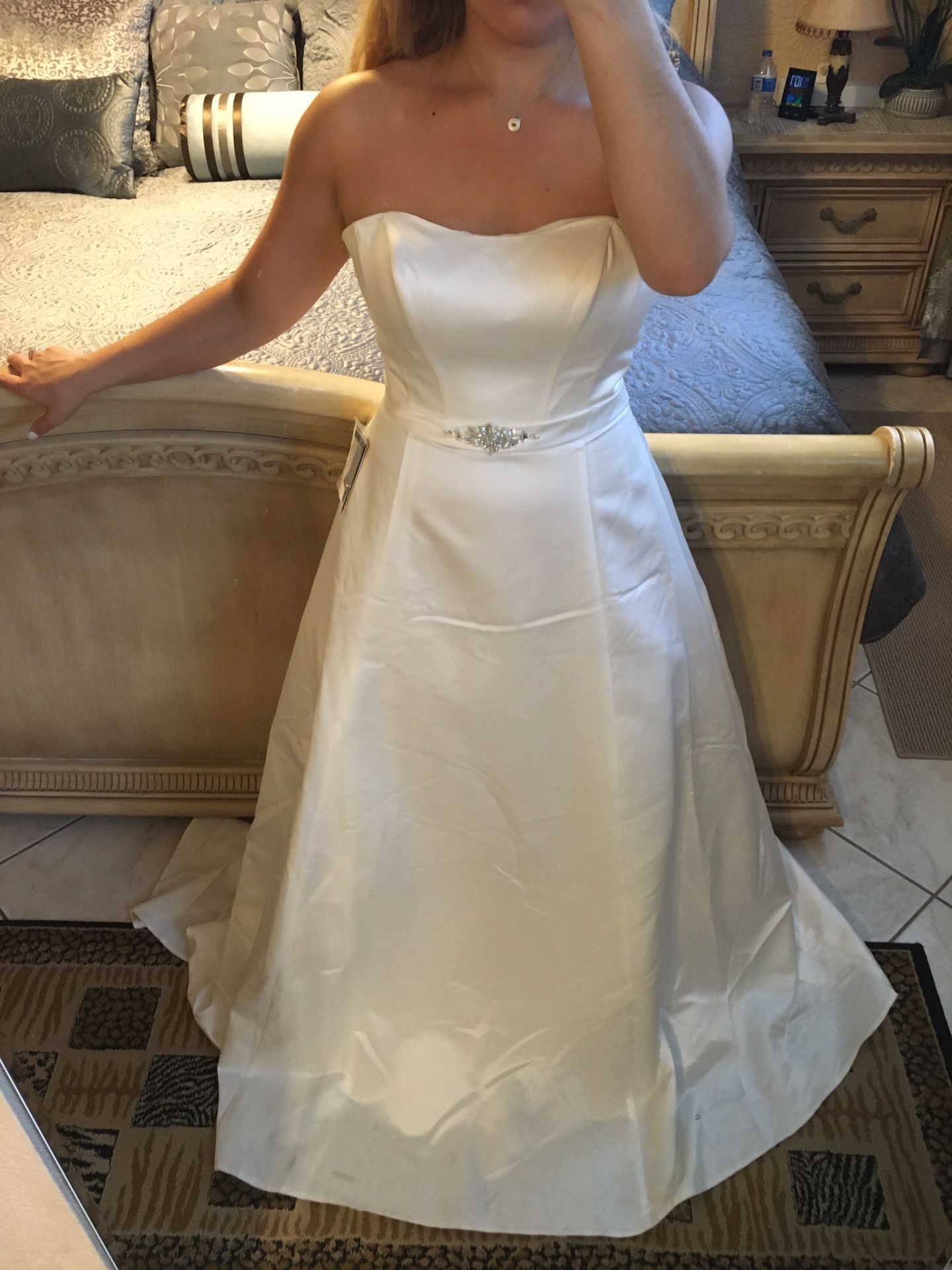 Ivory, White Satin Wedding Dress