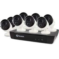 Swann 8 Channel 8 Camera Security System, Wired Surveillance 4K Ultra HD NVR 2TB HDD, Audio Capture, Indoor/Outdoor, Night Vision + Heat & Motion