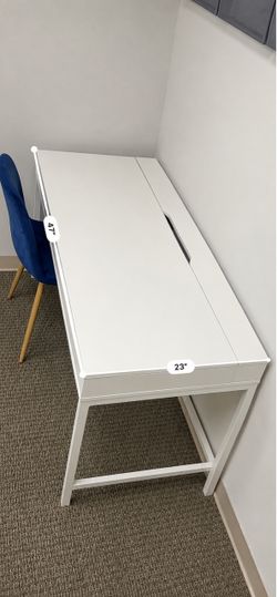 White Desk with Cable Management Slot