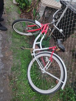Red and White Cruiser Bicycle
