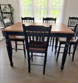 Beautiful Counter Height Wood Dining Room Set With 6 chairs