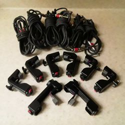 Large 8 Piece "Double Bass" Electronic Drum Triggers Set & Cables - (2 Kicks , 5 Tom's & 1 Snare)