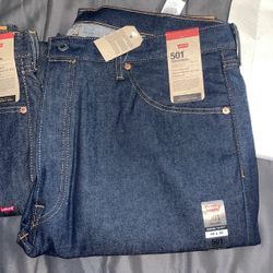 501s Original Fit  Shrink To Fit Blue Levi Pants