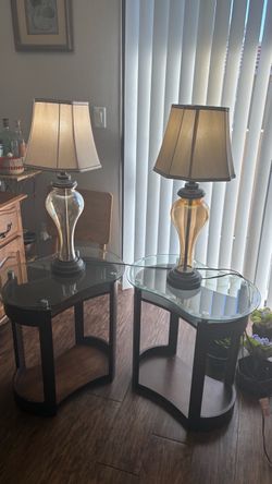 Matching Glass Table Lamps Set of 2