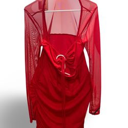 Shape Red Mesh corset detail cut out bodycon dress