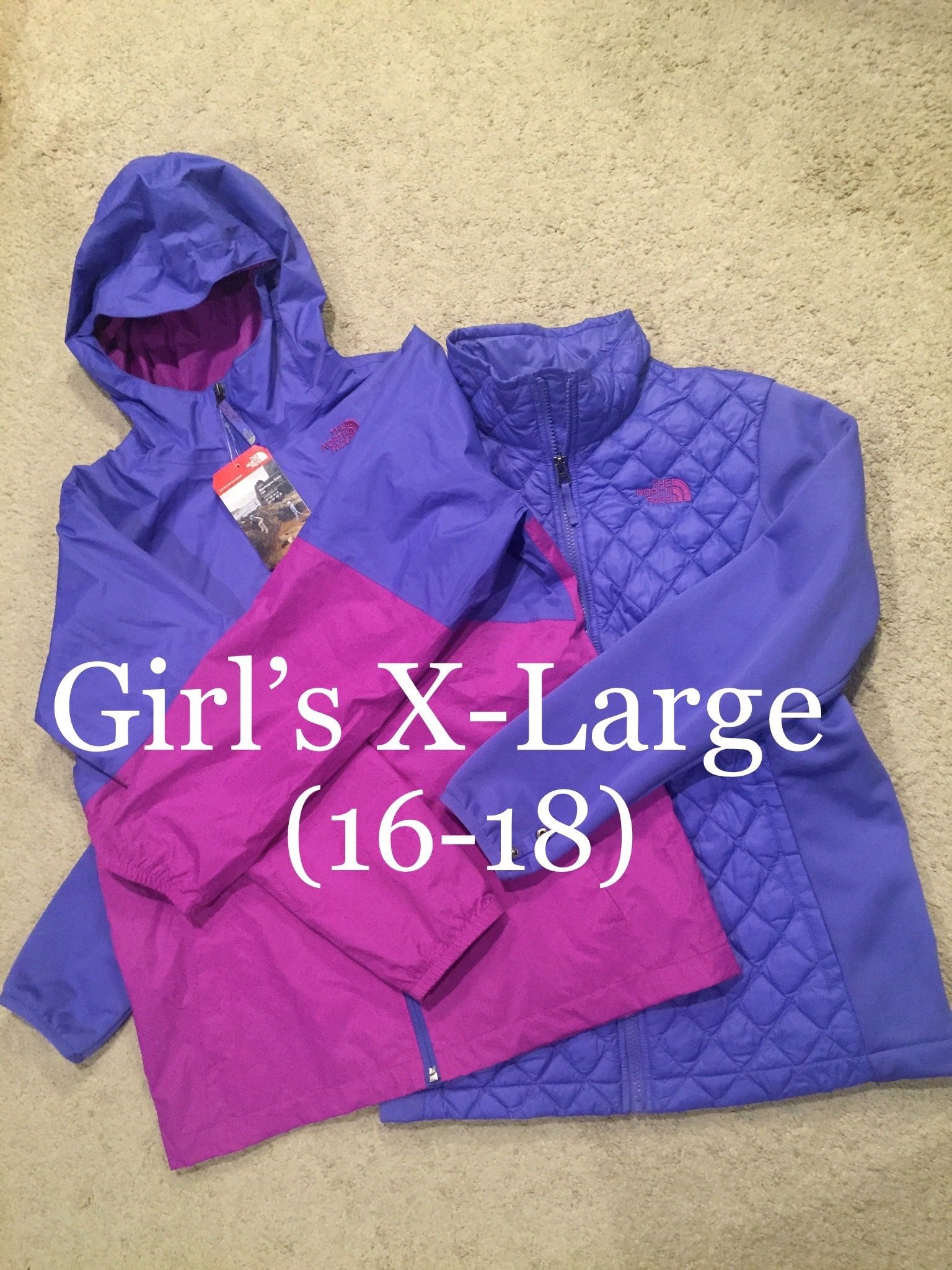 NORTH FACE / WaterProof 3-in-1 Hooded HyVent Ski + Thermoball Thin Puffy Coat Jacket / Girls X-Large (16-18) XL / Retails $170+Tax / Brand New w/ Tags
