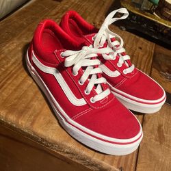 VANS Ward Racing Red Low Top Skate Kids Size 3