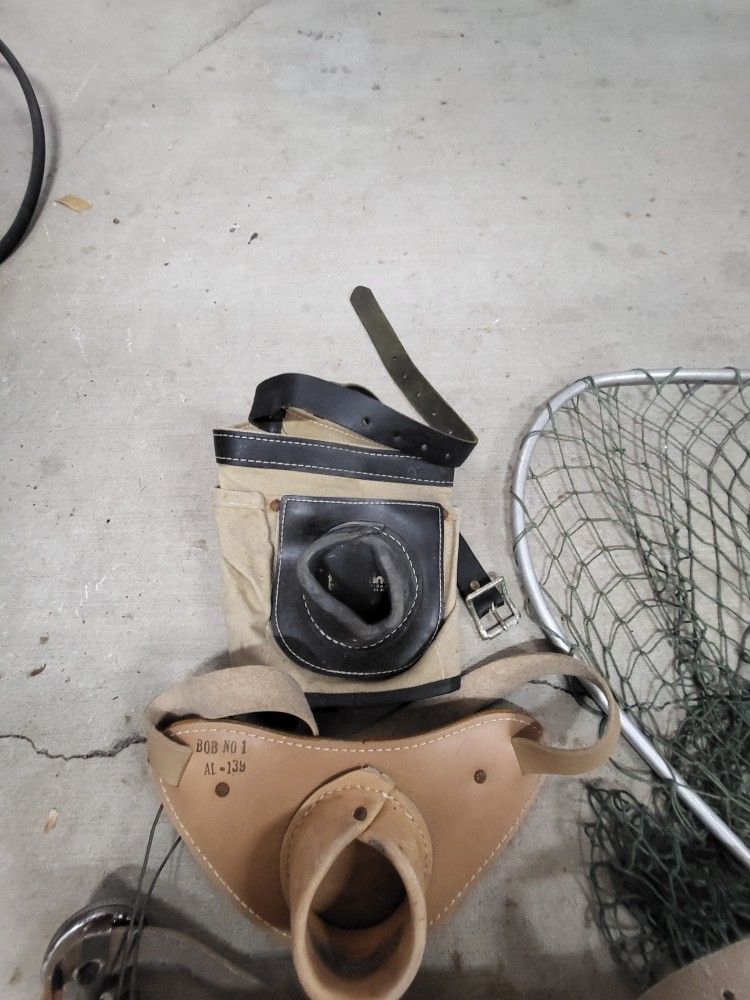 Vintage Fishing Net and Waist Belt Rod Holders