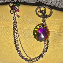 Faceted Rainbow Crystal Purse/Bag Charm, Belt Chain, Keychain, New!