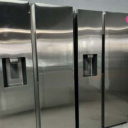 NEW Samsung 27.4-cu ft Standard-Depth 36-in Wide Side-by-Side Refrigerator with Ice Maker ,Water and Ice Dispenser ( Fingerprint Resistant Stainless S