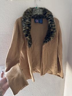 Leopard Faux Fur Sweater/cardigan
