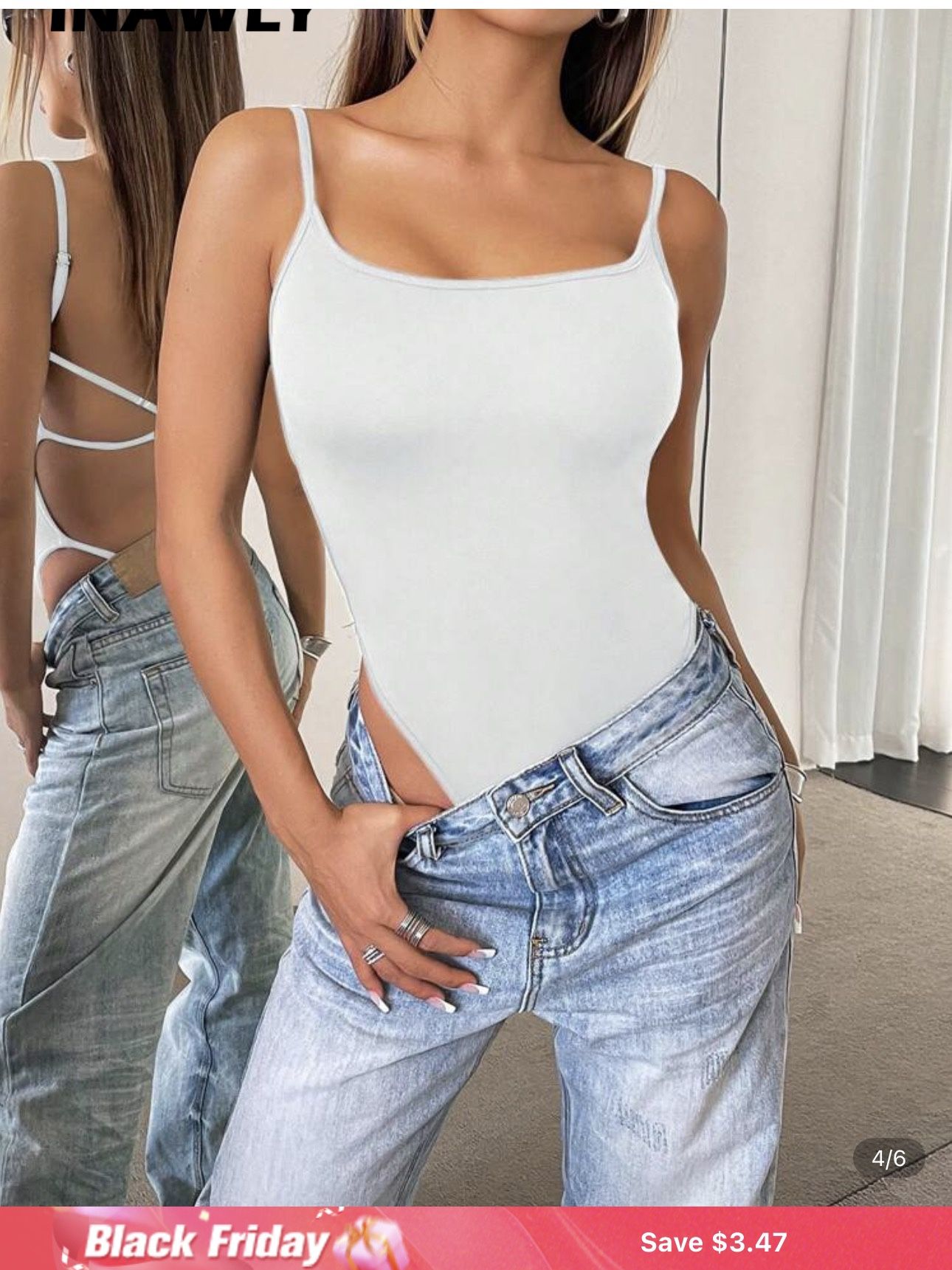 SHEIN Women's Backless Cross Back Sexy Bodysuit