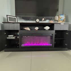 Beautiful Dark Wood TV/Fireplace Console