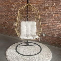 Egg Chair Swing with Cushion and Rug