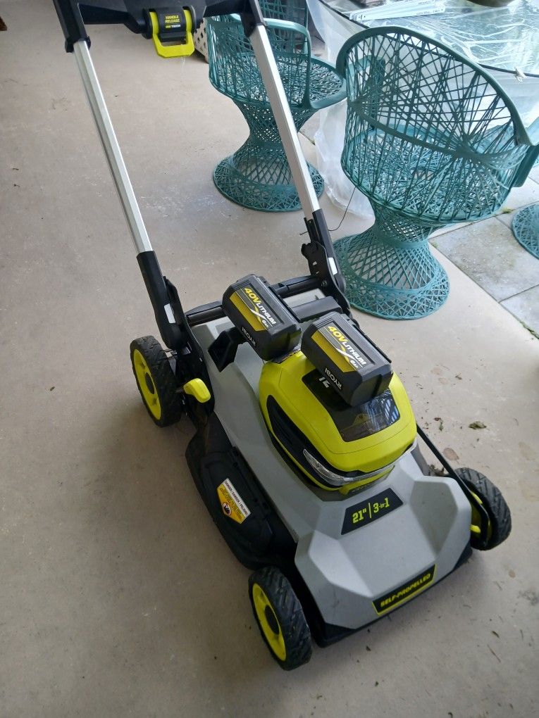 Ryobi 40v 21 Inch Cordless Battery Self Propelled Lawn Mower