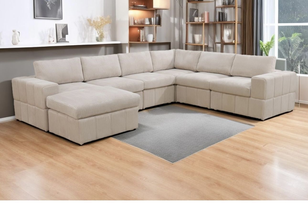 COSTCO Chenille Sectional Couch And Ottoman