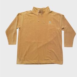 Big Dogs vintage dark yellow/tan embroidered fleece sweatshirt Size XL