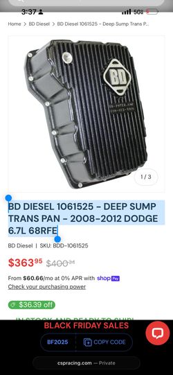 BD DIESEL 1061525 - DEEP SUMP TRANS PAN - 2008-2012 DODGE 6.7L 68RFE 