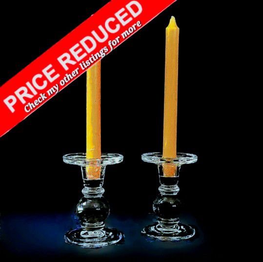 OVER 50 ITEMS MARKED DOWN ON MY PAGE-CLICK MY PIC TO SEE THEM.   THIS LISTING: Crystal Candle Holders