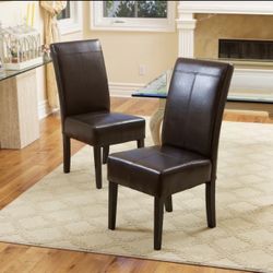 Chairs - Contemporary Upholstered Faux Leather Chairs – Set of 2
