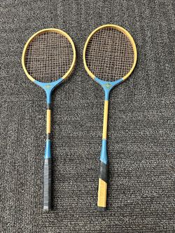 Blue Ribbon Blue Throat Wooden Vintage Tennis Racquets Lot of 2