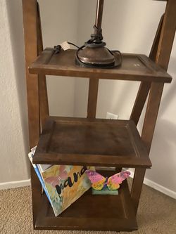 Wood Table And Lamp Included