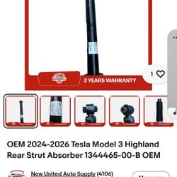 Rear Struct Obsorber Fir 2024-2026 Tesla Model 
