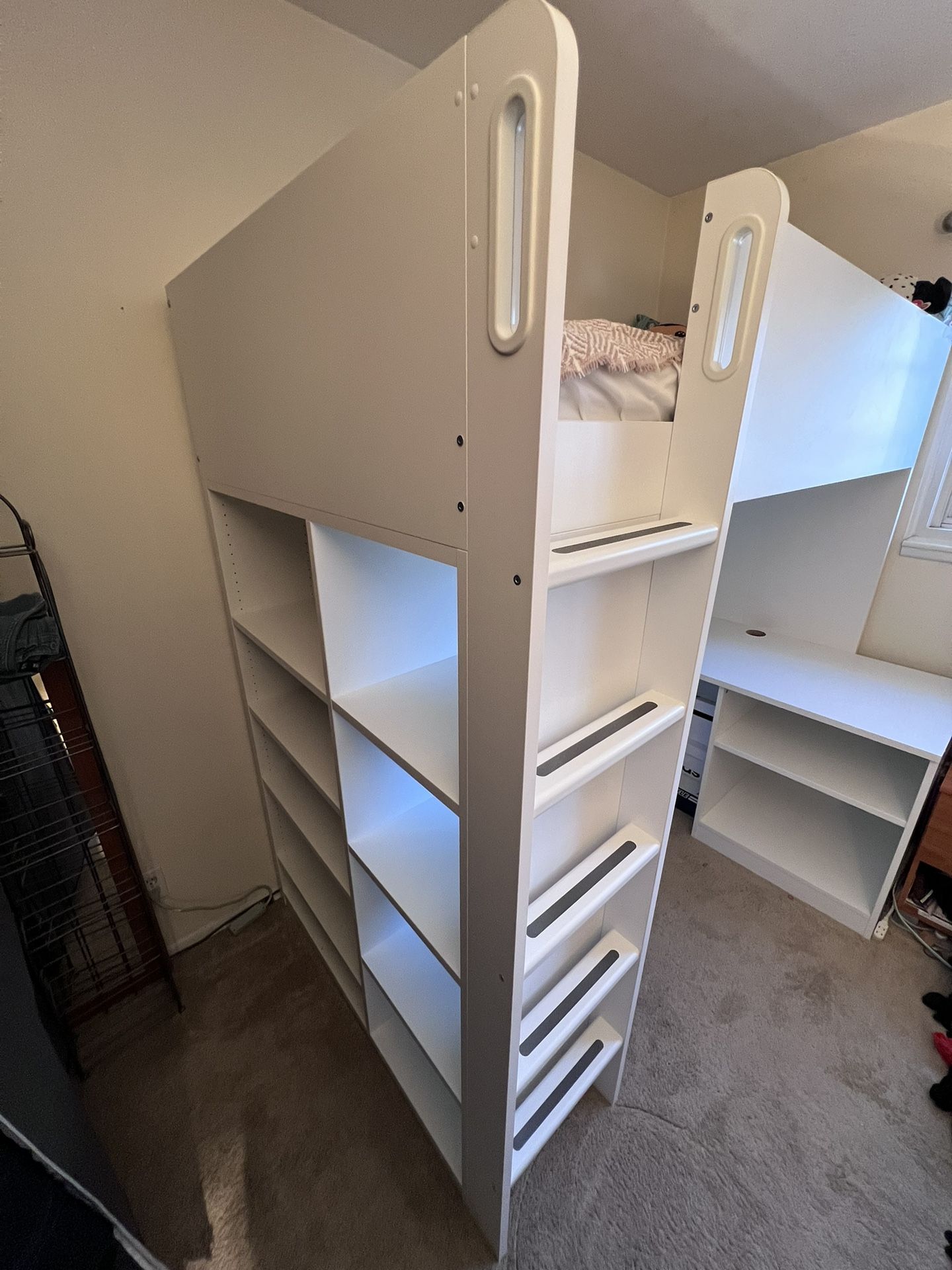 Loft Bed Frame, Desk And Storage White