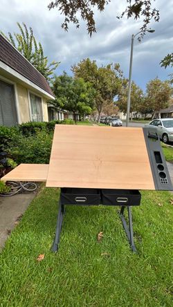 Adjustable Drafting Table Desk with 2 Drawers  Color : Maple  / Black  Original price : $160up Good quality