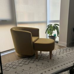 Gold Swivel Chair w/ Foot Stool