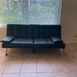 New Black Faux Leather Couch