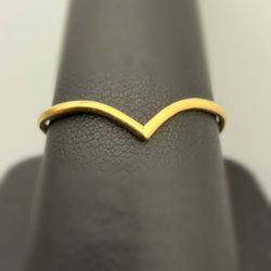 10k solid yellow gold ‘V’- shape Boho Chevron wishbone Ring curved wedding band sz9.5