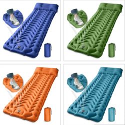 Camping Sleeping Pad, Extra Thickness 4 Inch Inflatable Sleeping Mat with Pillow Built-in Pump, Compact Ultralight Waterproof Camping Air Mattress 