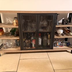 55” Wood / Metal Bar Cabinet