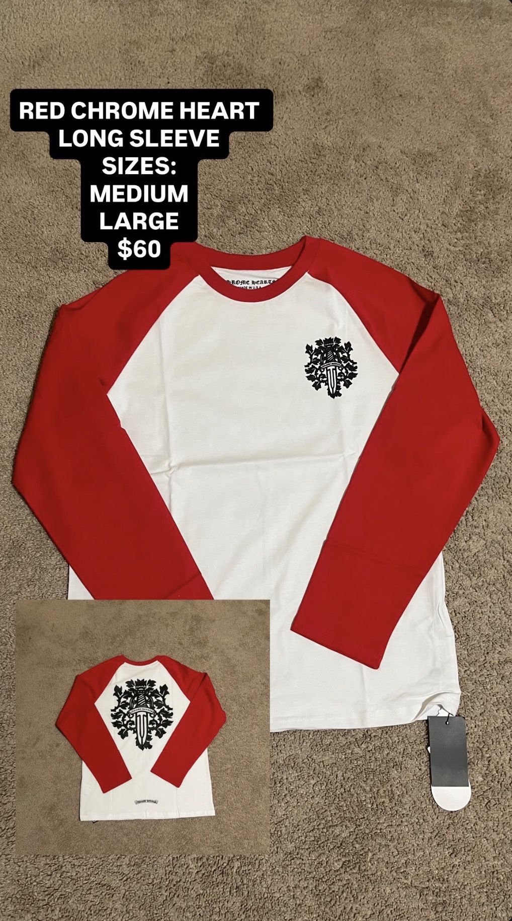 Red Chrome Heart Long Sleeve