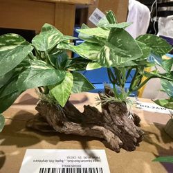 GOZILLA Silk Fish Tank Plants,Reptile Artificial Plant,Reptile Plants for Terrarium,Aquarium Decorations Accessories Set,Resin Driftwood Silk Aquarium