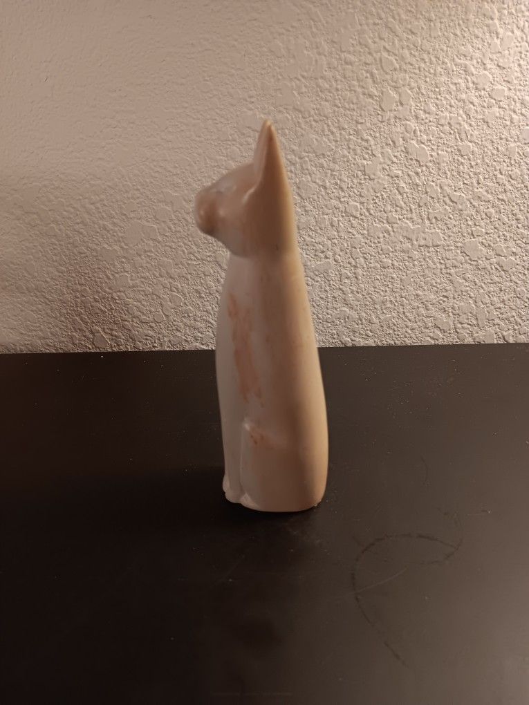 EXQUISITE Handcarved Soapstone 6 Cat Figurine Made in Kenya.This exquisite hand carved soapstone figurine depicts a cat, standing at 6 inches tall.