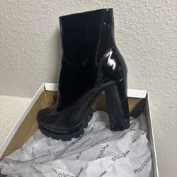 Brand New Black Patent Leather Boots – Size 8 