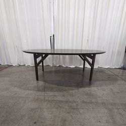 Oval Dark Wood Coffee Table with Angled Legs