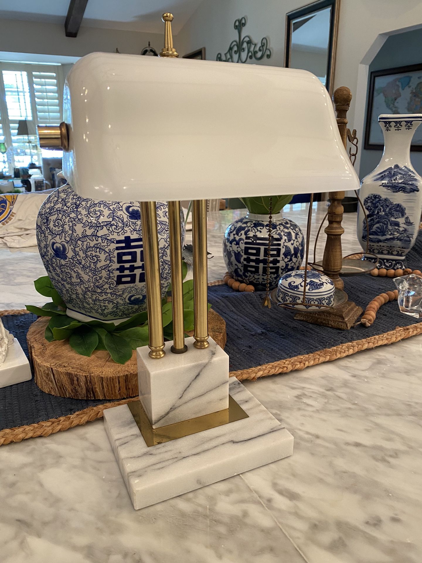 House of Troy Vintage White Bankers Lamp