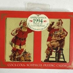 Limited edition 1994 coca cola playing cards. Coke christmas cards. New 2 packs in a collectible tin