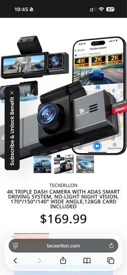 TECXERLLON 4K TRIPLE DASH CAMERA