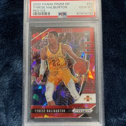 2020 Prizm Draft Picks Tyrese Haliburton RC Red Ice Prizm #50 PSA 10 GEM MT
