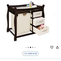 Baby Changing Station With Drawers And Laundry Hamper