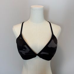 Athleta Black & Charcoal Camouflage Bralette