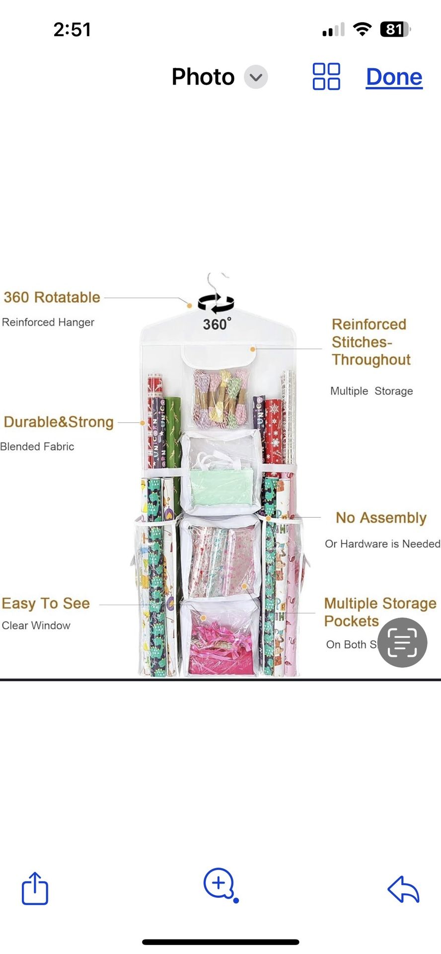 Hanging Gift Wrap Organizer