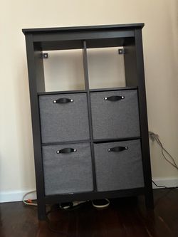 Black cube storage shelf