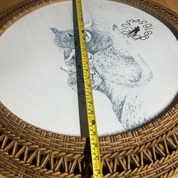 Large 30″ Lion Wall Clock – Decorative Wicker Frame